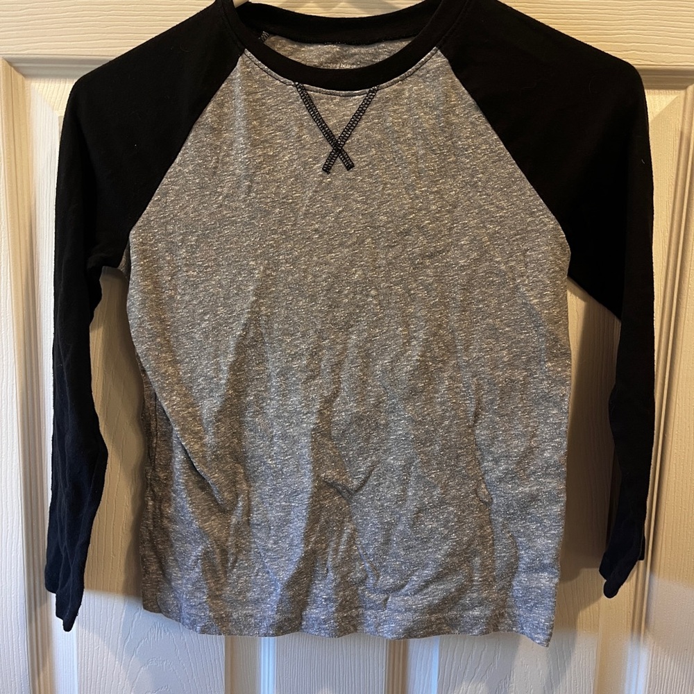 Jumping Beans Black and Gray Long Sleeve Raglan Tee
